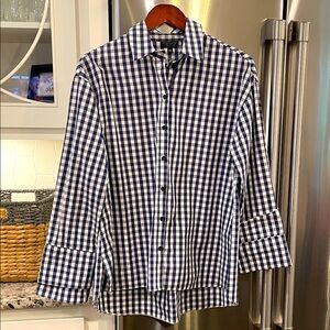 Topshop Navy and White Checkered Button Down Shirt